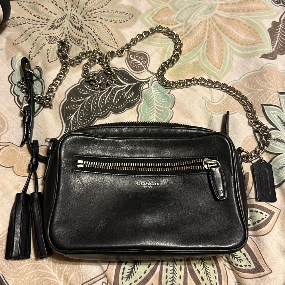 Coach Legacy Leather Flight Bag BLACK Purse Handbag 1394 25362 Crossbody